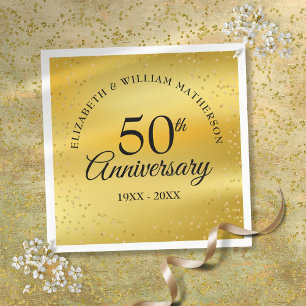 50. Hochzeitsjubiläum Goldstaub Konfetti Serviette