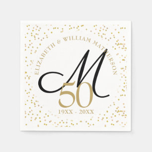 50. Hochzeitsjubiläum Goldstaub-Monogramm Serviette