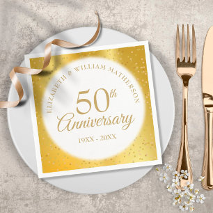 50. Hochzeitsjubiläum Goldstaubfolie Serviette