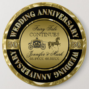 50. Hochzeitsjubiläum - Hochzeits-Pferd & Kutsche Button