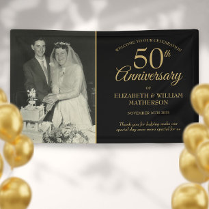 50. Hochzeitsjubiläum Hochzeitsfoto Gold Schwarz W Banner