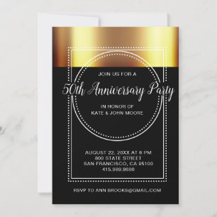50. Hochzeitsjubiläum Metallic Gold Schwarz Einladung
