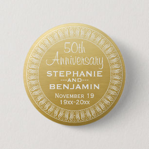 50. Hochzeitsjubiläum Personalisiertes Gold Button
