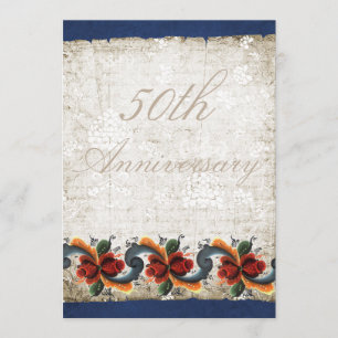 50. Hochzeitsjubiläum Rosemaling individuell Einladung