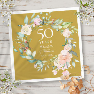50. Hochzeitsjubiläum Rosen Florale Goldene  Serviette
