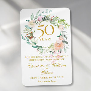 50. Hochzeitsjubiläum Save-the-Date Rose Floral Magnet
