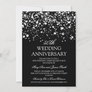 50. Hochzeitsjubiläum Silver Midnight Glam Einladung