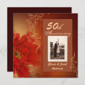 50. Hochzeitsjubiläum von Red Peony Chinese Einladung (Vorne/Hinten)