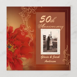 50. Hochzeitsjubiläum von Red Peony Chinese Einladung