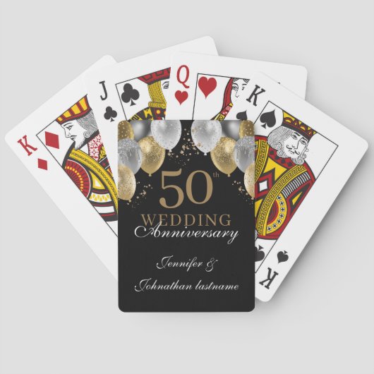 50. Hochzeitsjubiläumsballons Spielkarten (Rückseite)