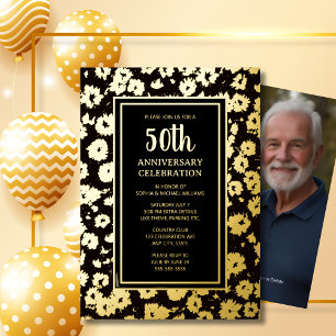50. Hochzeitsjubiläumseinladung Golden Folieneinladung