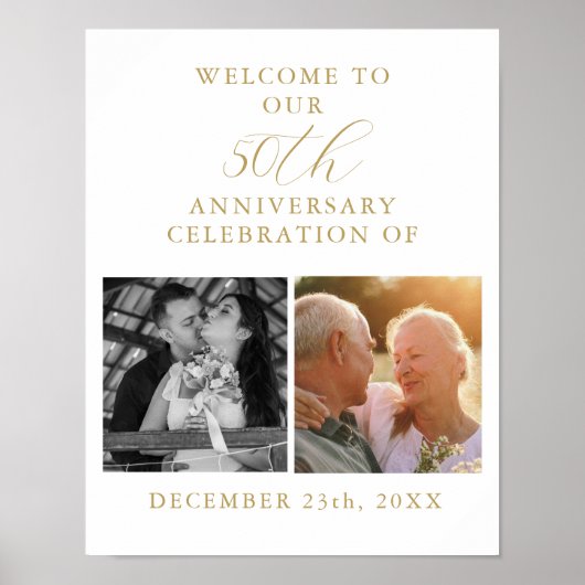50. Hochzeitstag 2 Foto Begrüßungszeichen Poster (Vorne)