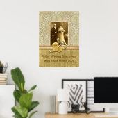 50. Hochzeitstag Antique Damask Gold Poster (Heimbüro)