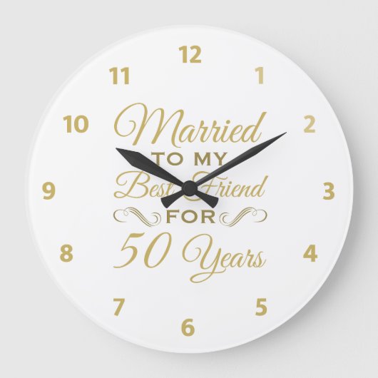 50. Hochzeitstag Bester Freund Große Wanduhr (Vorderseite)