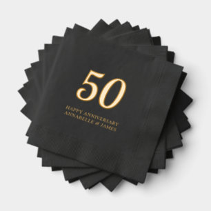 50. Hochzeitstag Black Foil Napkins Servietten Mit Folie