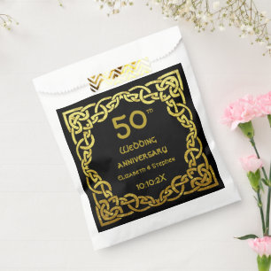 50. Hochzeitstag Black & Gold Celtic Knot Geschenktütchen