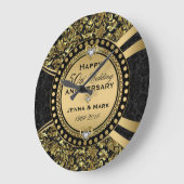 50. Hochzeitstag Black & Gold Große Wanduhr (Winkel)