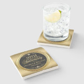 50. Hochzeitstag Black & Gold Steinuntersetzer (Seitenansicht)