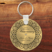 50. Hochzeitstag Black Mandala On Gold Schlüsselanhänger (Vorderseite)