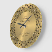 50. Hochzeitstag BlackMandala auf Gold Große Wanduhr (Winkel)