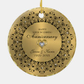 50. Hochzeitstag BlackMandala auf Gold Keramik Ornament (Hinten)