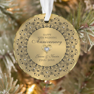 50. Hochzeitstag BlackMandala auf Gold Ornament