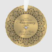 50. Hochzeitstag BlackMandala auf Gold Ornament (Vorderseite)