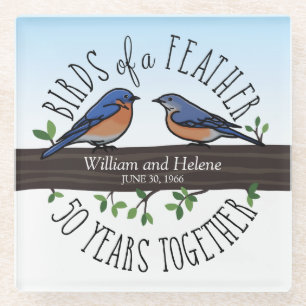50. Hochzeitstag, Bluebirds of a Feather Glasuntersetzer
