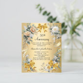 50. Hochzeitstag Blumengold Einladung (Stehend Vorderseite)