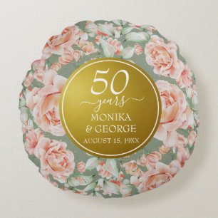 50. Hochzeitstag Blumengold Foto Rundes Kissen