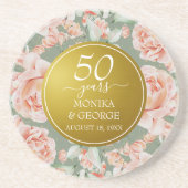 50. Hochzeitstag Blumengold Getränkeuntersetzer (Vorne)