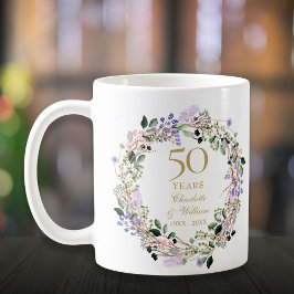 50. Hochzeitstag Blumenlavender Garland Kaffeetasse