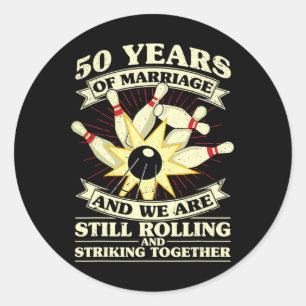 50. Hochzeitstag Bowling Verheiratete Ehefrau Husb Runder Aufkleber