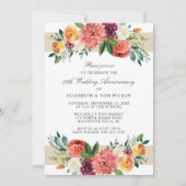 50. Hochzeitstag Burgund Rustikale Blüte Einladung (Vorderseite)