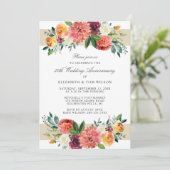 50. Hochzeitstag Burgund Rustikale Blüte Einladung (Stehend Vorderseite)