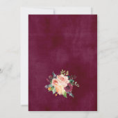 50. Hochzeitstag Burgund Rustikale Blüte Einladung (Rückseite)