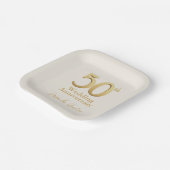 50. Hochzeitstag Champagner Weiß und Gold Pappteller (Gewinkelt)