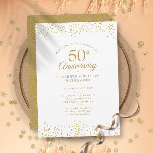50. Hochzeitstag Confetti Gold Staub Einladung