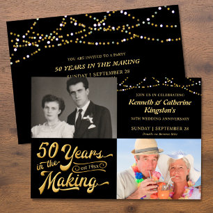 50. Hochzeitstag Damals und Heute Fotos Party Einladung