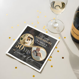 50. Hochzeitstag Dann & Jetzt Gold Unendlich Serviette