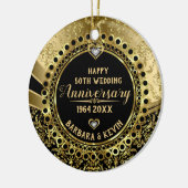 50. Hochzeitstag Diamanten & Gold Damaskus Keramikornament (Links)