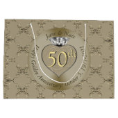 50. Hochzeitstag Diamond Heart Butterfly Große Geschenktüte (Rückseite)
