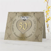 50. Hochzeitstag Diamond Heart Butterfly Karte (Gelbe Blume)