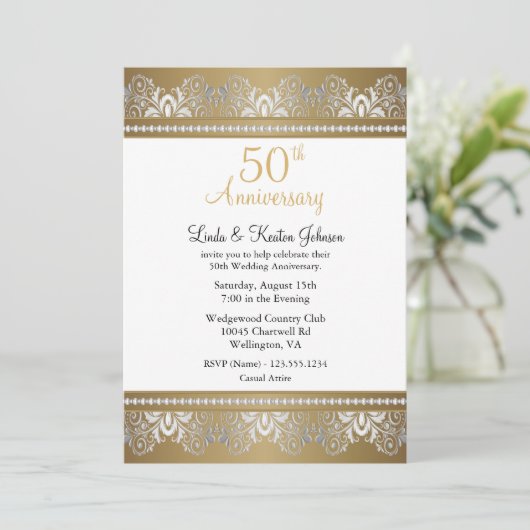 50. Hochzeitstag | DIY Text Einladung (Stehend Vorderseite)