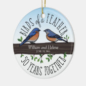 50. Hochzeitstag, Drosseln einer Feder Keramik Ornament (Links)