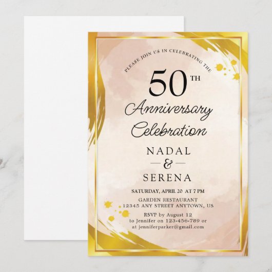 50. Hochzeitstag Einladung (Vorne/Hinten)