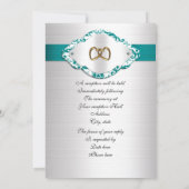 50. Hochzeitstag Einladung aquamarines Satinensati (Rückseite)