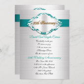 50. Hochzeitstag Einladung aquamarines Satinensati (Vorne/Hinten)