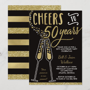 50. Hochzeitstag Einladung, Falscher Glitter Einladung