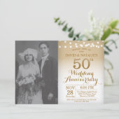 50. Hochzeitstag Einladung Gold Foto (Stehend Vorderseite)